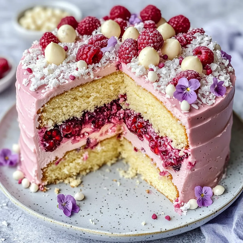 Ein Stück Kuchen mit Raspberry-Füllung und Schokoladenschaumküsse auf einem Teller.