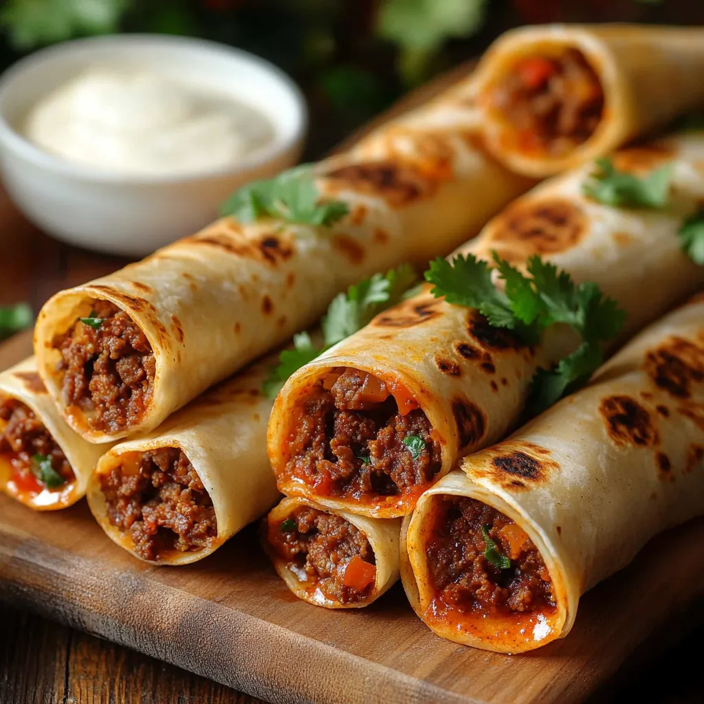Eine Schüssel mit Guacamole und eine Platte mit Burrito-Rolls, die mit verschiedenen Zutaten wie Koriander und Tomaten garniert sind.