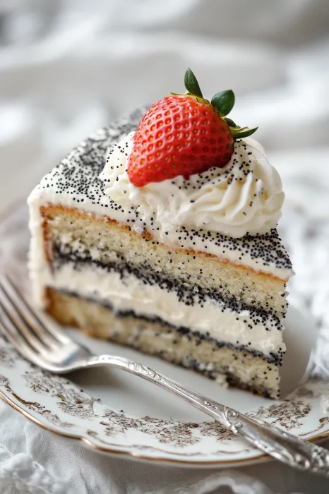 Eine Schokoladencake mit Strawberry-Topping auf einem Teller.