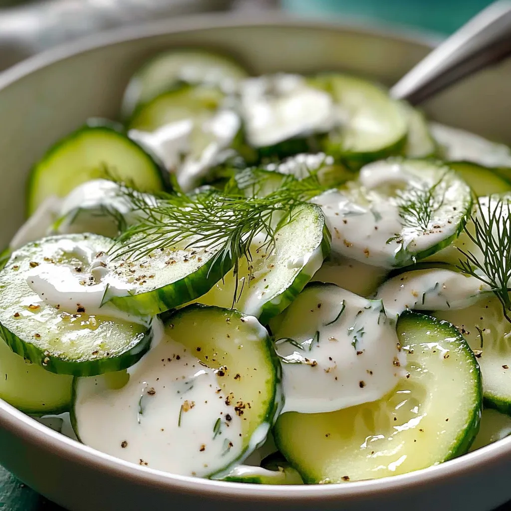Ein weißer Teller mit einer Mischung aus Zucchini, Mayonnaise und Kräutern.