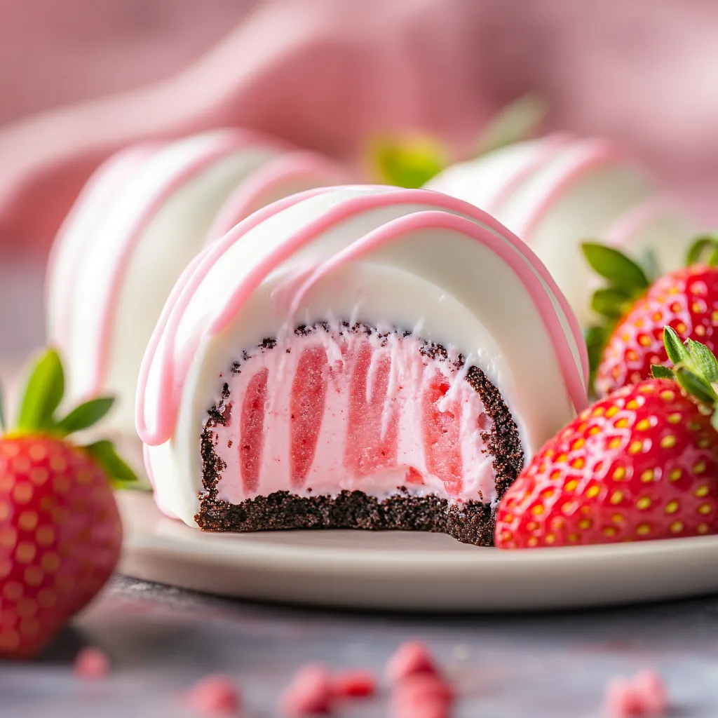 Eine Schokoladencake mit Pink-Füllung und Pink-Zuckerdrops auf einem Teller.
