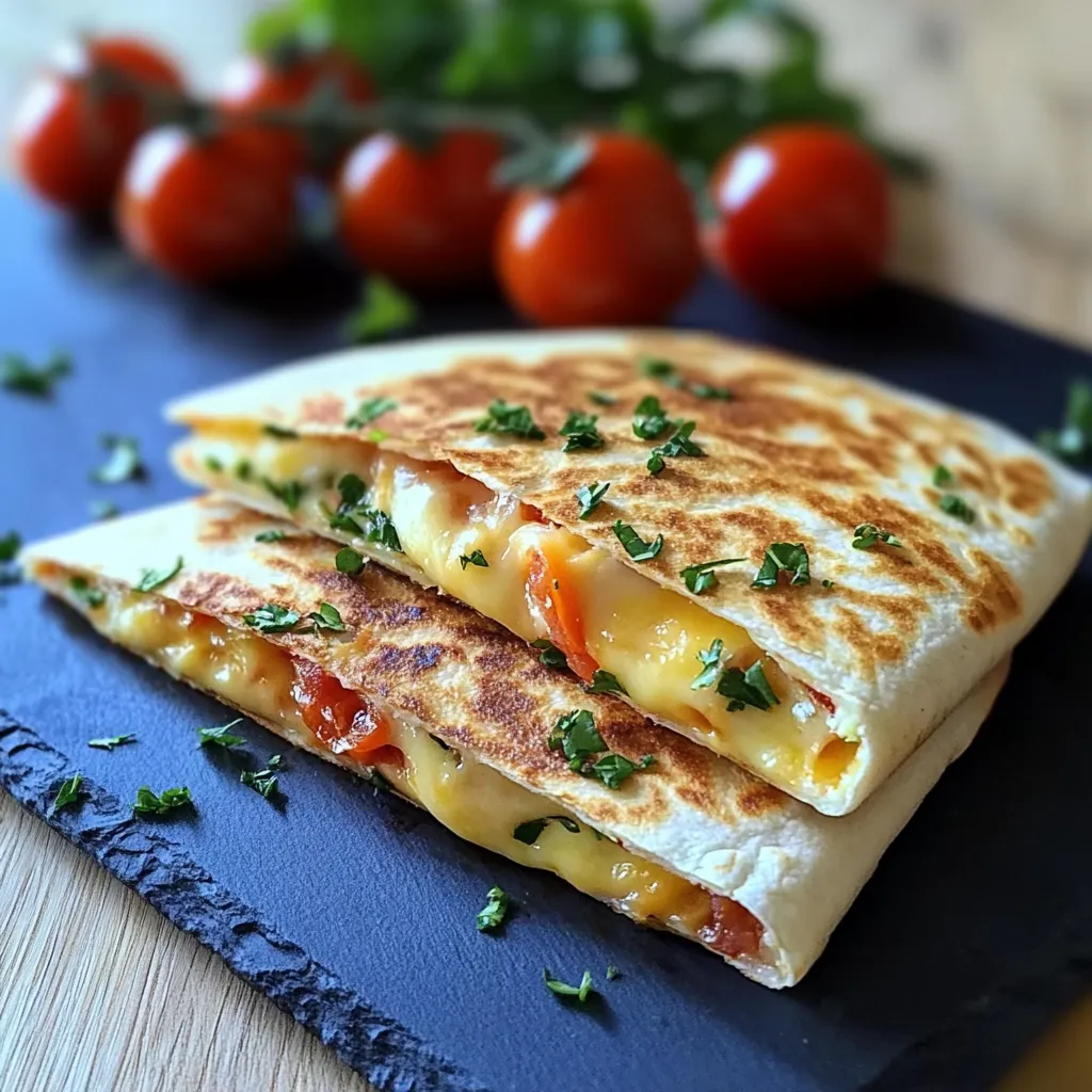 Eine prägnante Bildbeschreibung auf Deutsch lautet: "Ein Sandwich mit Tomaten und Basilikum auf einem Tisch.