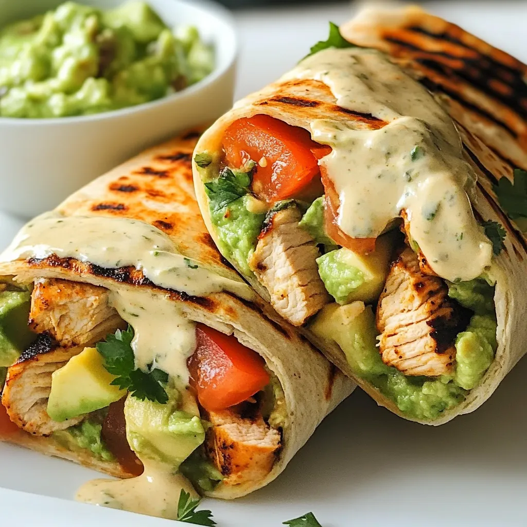 Ein Sandwich mit Käse, Tomaten, Avocado und Chicken auf einem Teller.