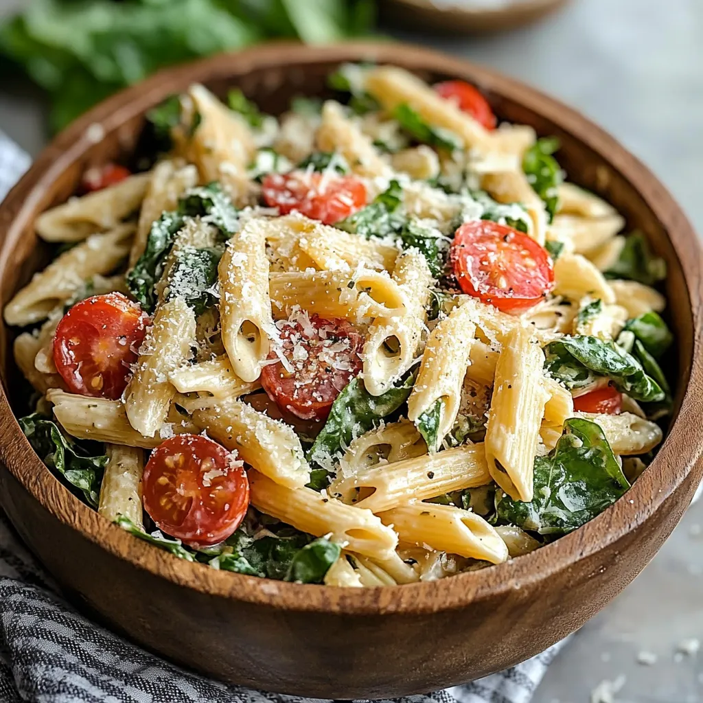 Ein Bohnentopf mit Pasta, Tomaten, Basilikum und Parmesan.