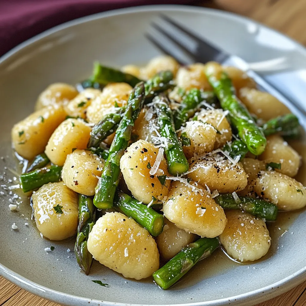 Ein Plate mit Pasta, Asparagus und Parmesan.