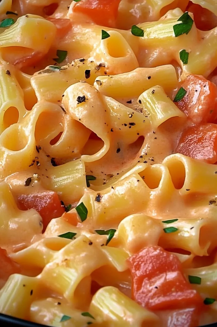 Eine Schüssel mit Pasta, Tomaten, Zwiebeln und Koriander.