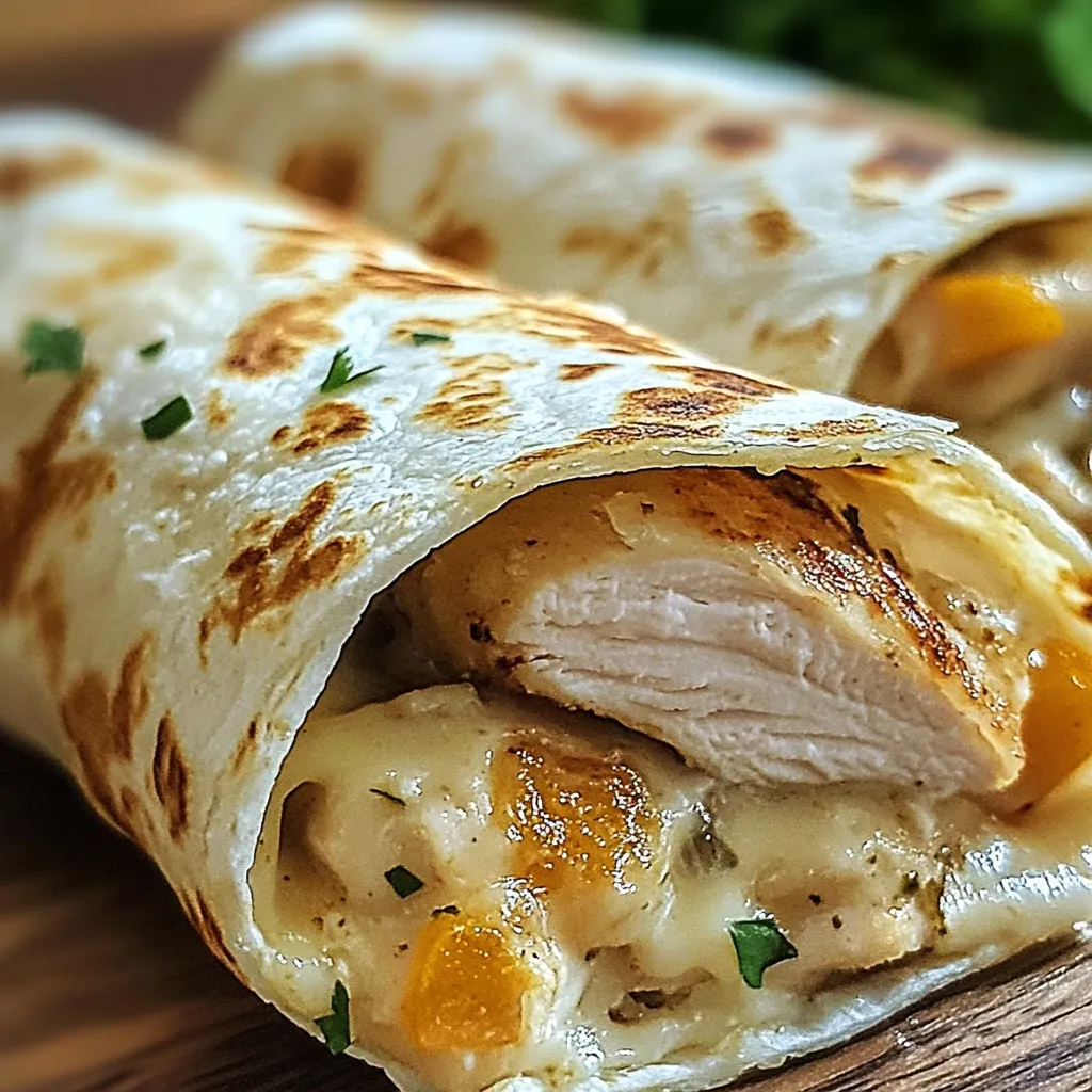 Ein Schaffer oder eine Burrito-ähnliche Rolle mit Chicken- und Käse-Zutaten.