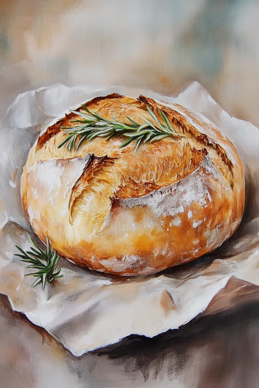 Ein Baguette mit Basilikum darin.