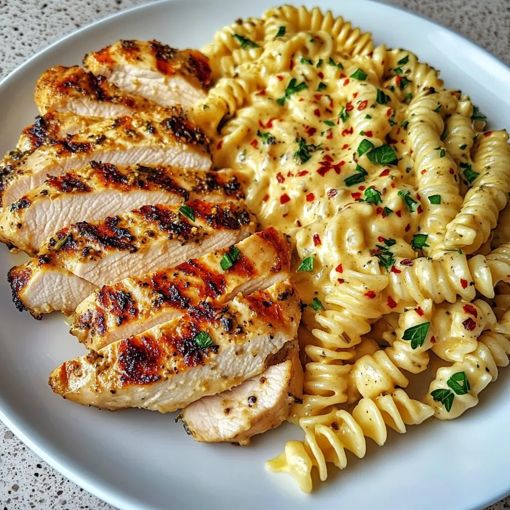 Ein weißer Teller mit einer Mischung aus Käse- und Pasta-Nudeln.