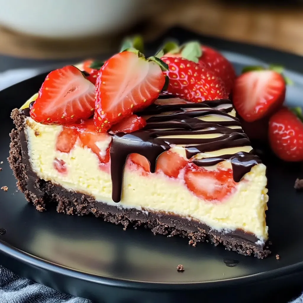 Eine Schokoladen-Strawberry-Konfekt-Karte mit Schokolade und Strawberries auf einem schwarzen Teller.