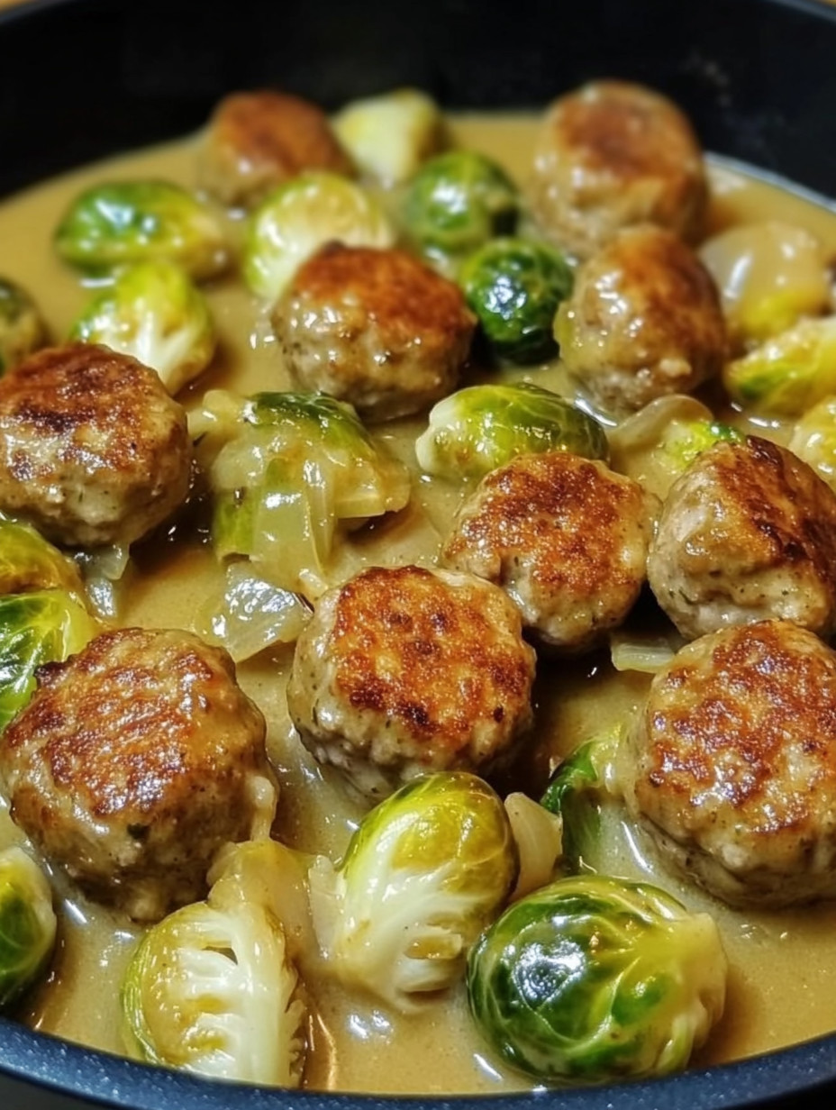 Ein Rosenkohleintopf mit Hackbällchen rezept.