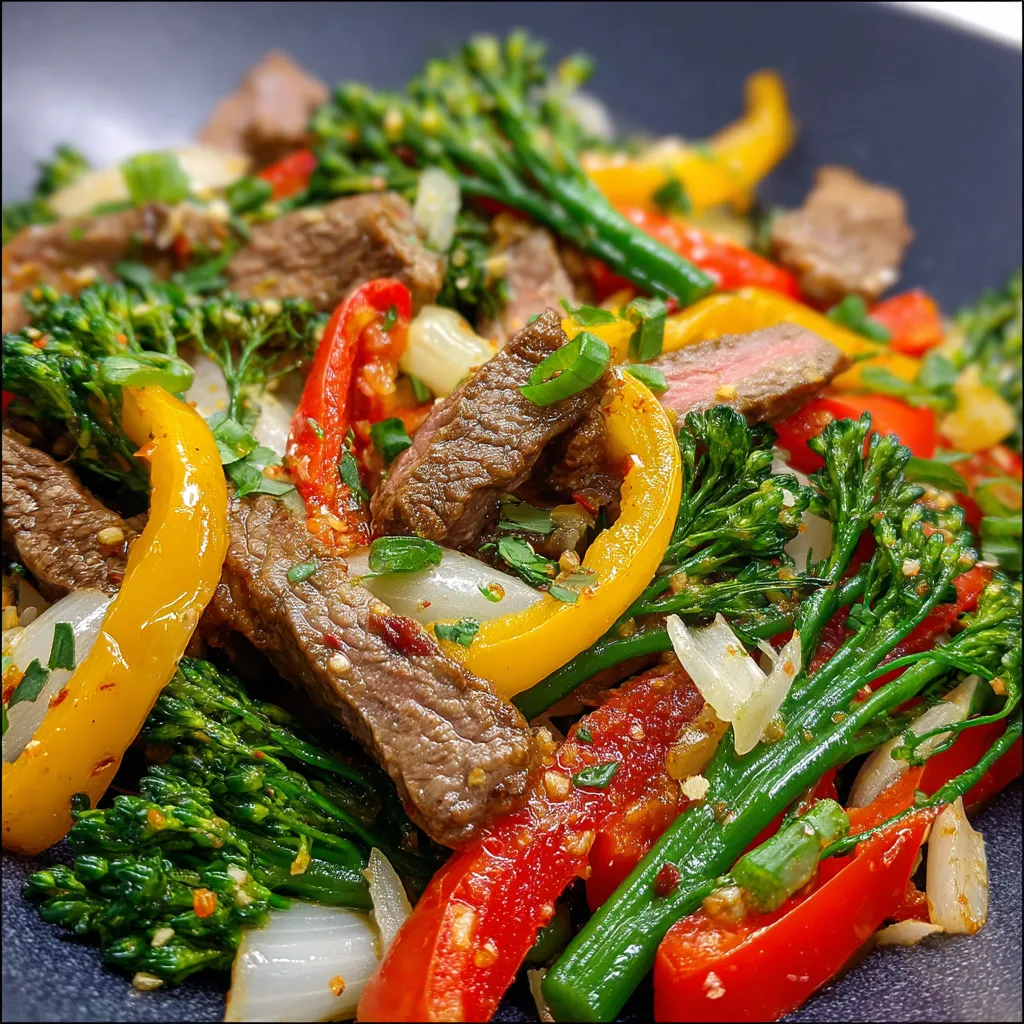 A plate of food with meat and vegetables.