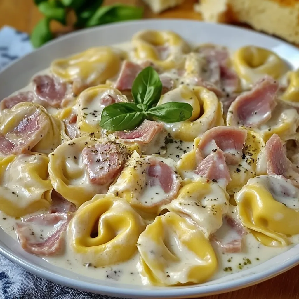 Ein weißer Teller mit Pasta, Spinat und Zwiebeln.