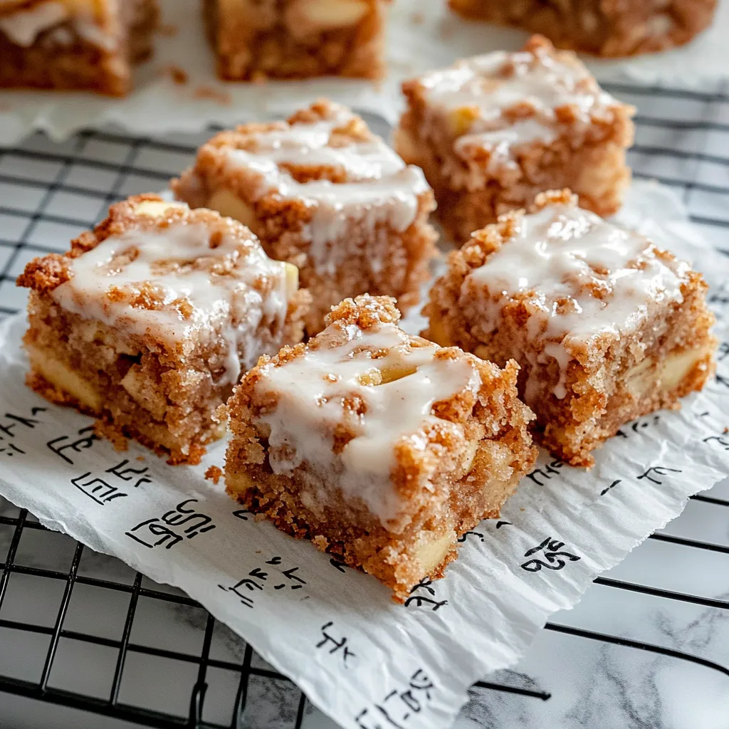 Eine Platte mit sechs Stücken von Cake mit einer Schicht von Zucker und Butter darauf.