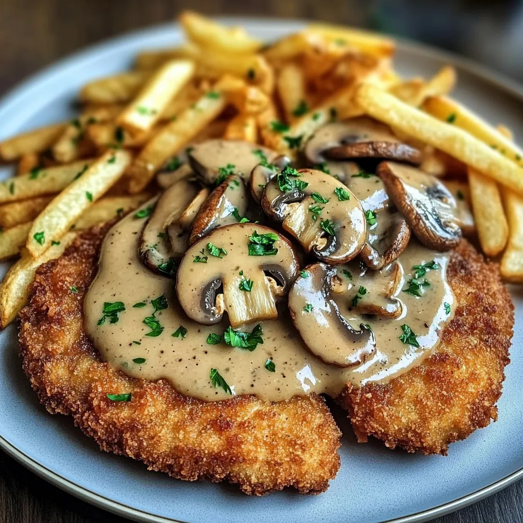 Ein Plate mit einer Portion von Mushrooms und Friesen.