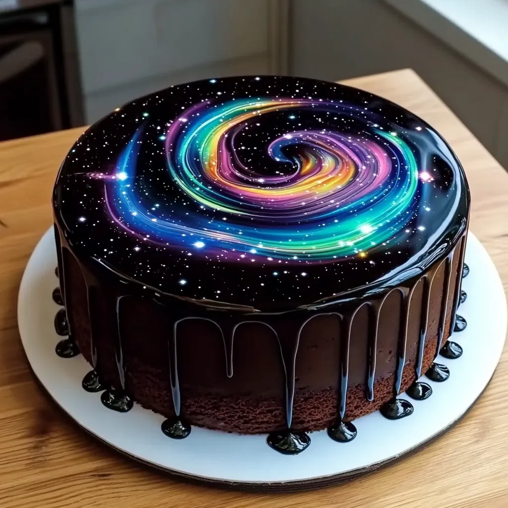 Eine Schokoladenkugel mit einem spiralen Design auf der Oberseite, die in einem Glas mit Schokoladenglasur auf einem Tisch steht.