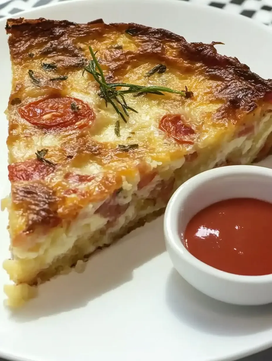 Ein Stück Pizza mit Tomaten und Basilikum auf einem weißen Teller.