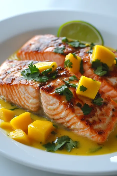 Ein Bild von Salat mit Salatgarnituren, darunter eine Art von Fisch, das wahrscheinlich Lachs ist.