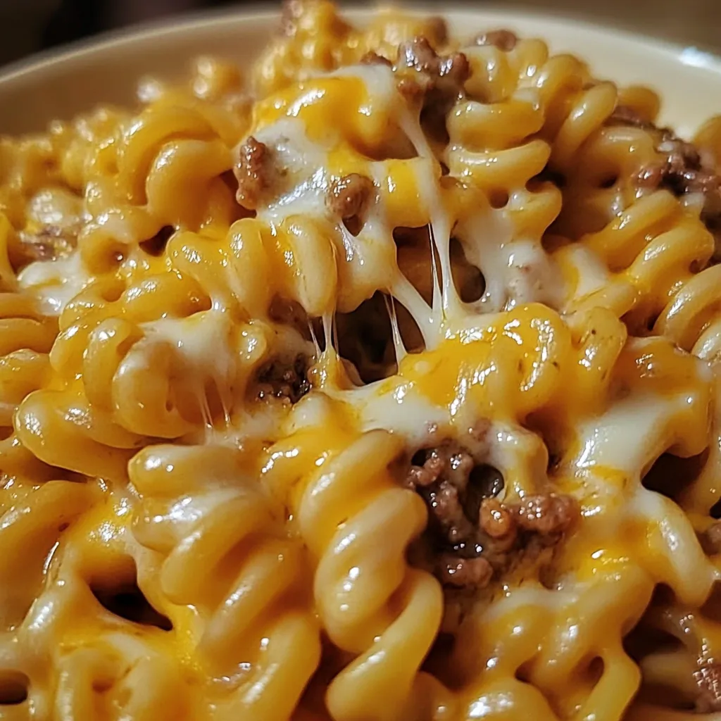 Eine Schüssel mit macaroni-nudeln, die mit käse und sauce garniert sind.