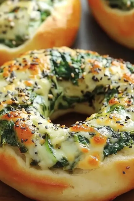 Ein grünes Brot mit Spinat und Käse.