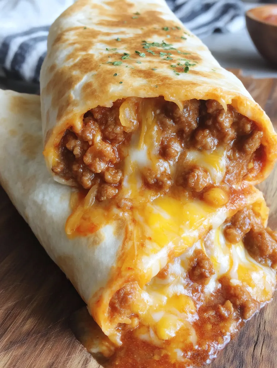 Ein Burrito mit Chili und Cheese.