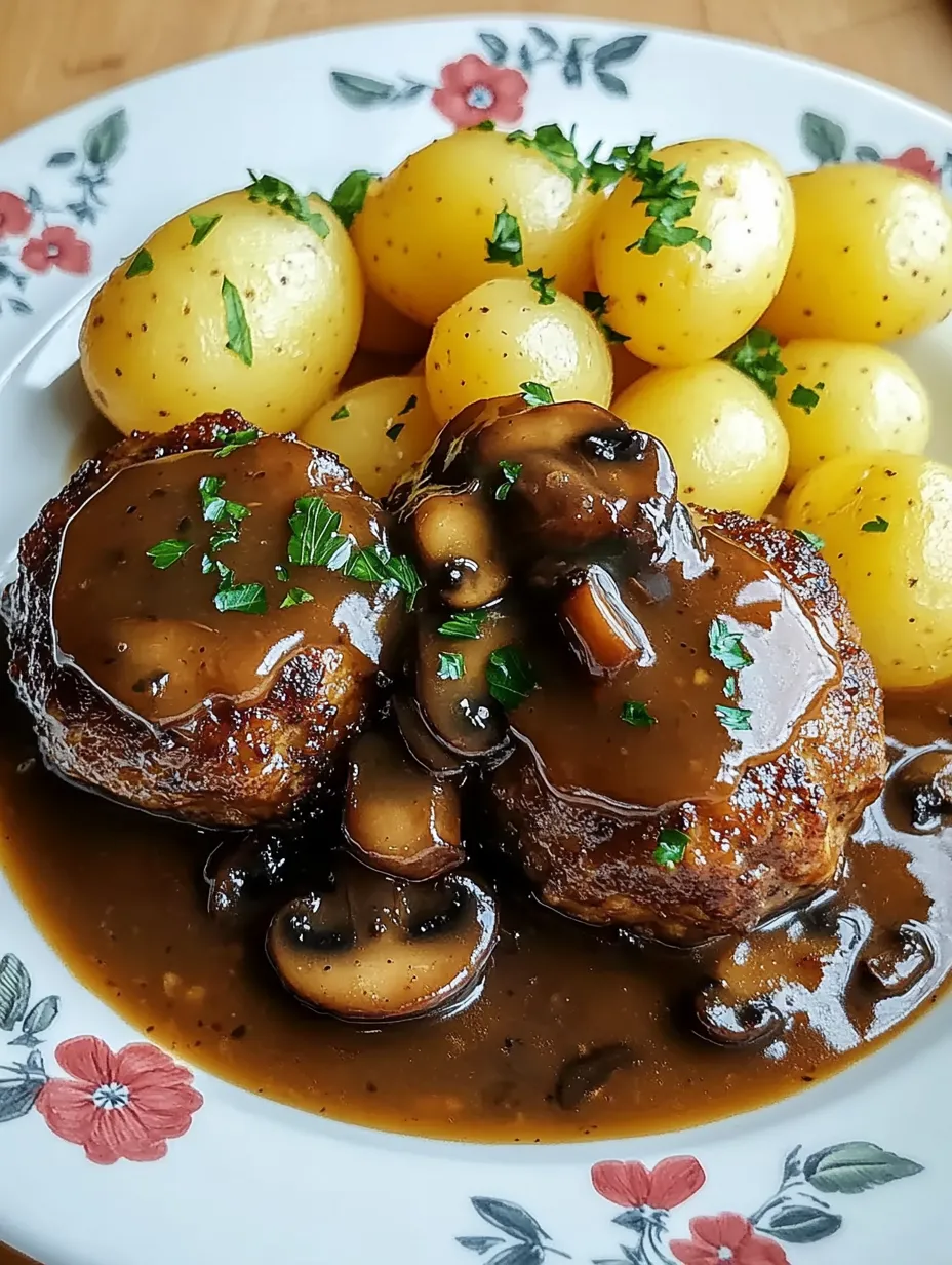 Ein Plate mit gegrillten Steaks, die mit Sauce und Zwiebeln garniert sind.
