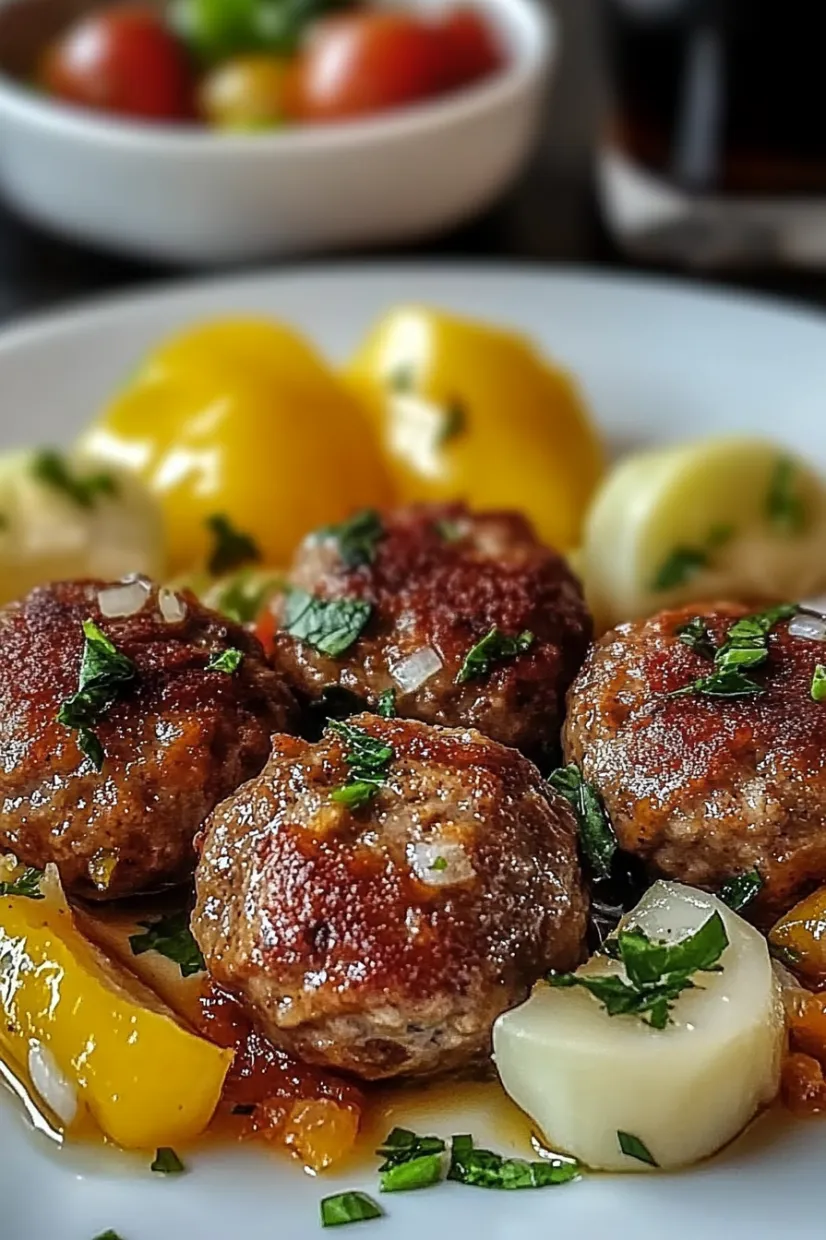 Eine Platte mit saurem Essen, darunter Kartoffeln, Zwiebeln und Käse.
