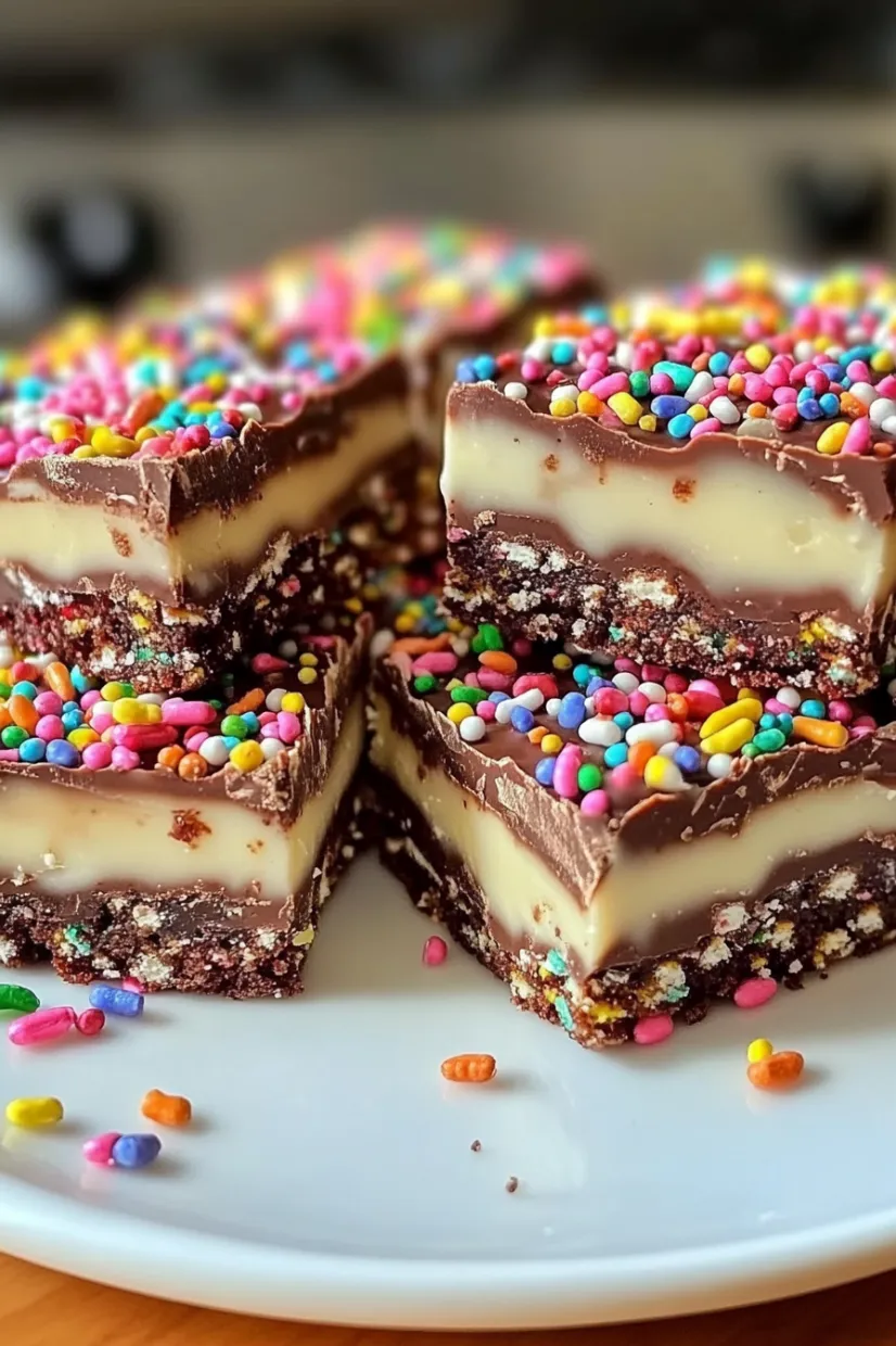 Zwei Schokoladenkuchen mit Schokoladenglasur, Puder und Schokoladensplittern auf einem weißen Tisch.