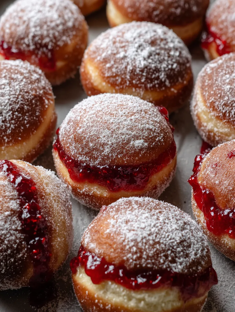 Berliner - Deutsche Marmeladenkrapfen mit Joghurt und Zucker.