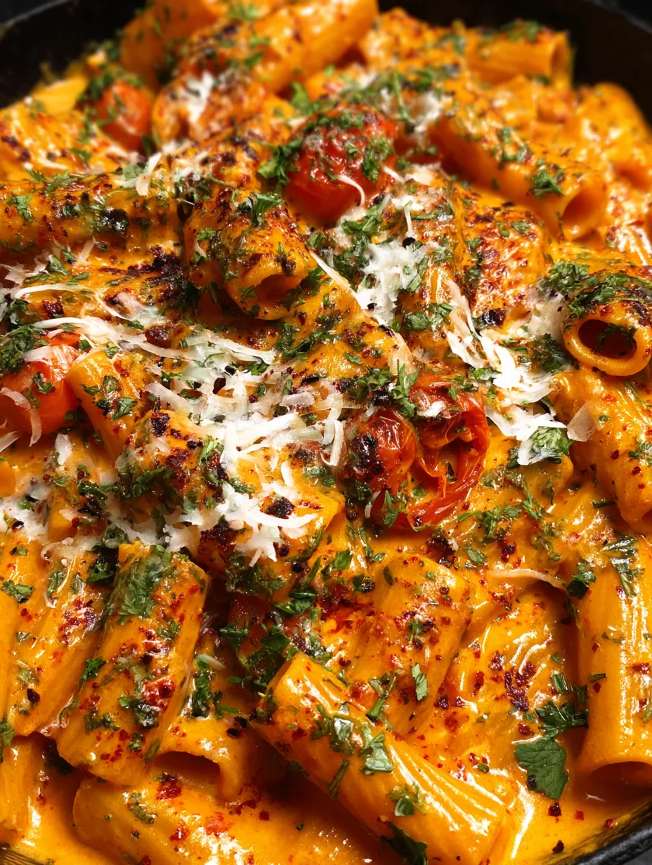 A plate of pasta with tomatoes and cheese.