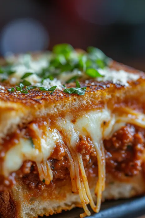 Eine Schicht von Spaghetti mit Käse und Tomaten.