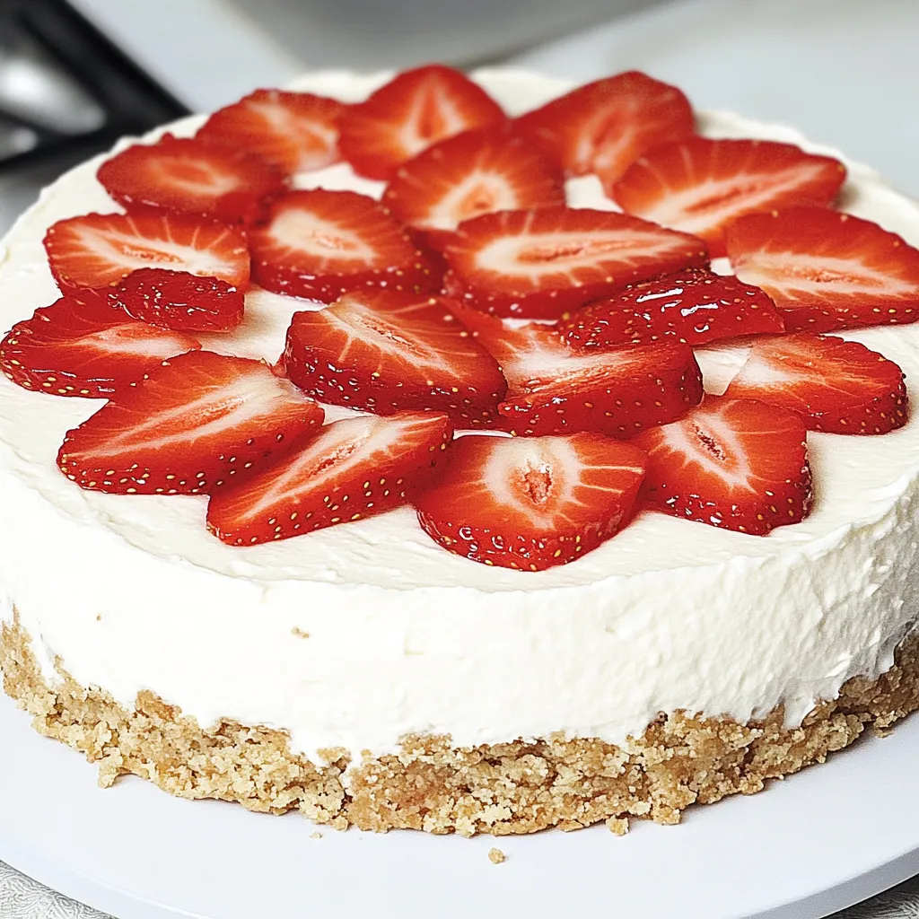 Eine Strawberry-Kuchen mit Strawberries auf einem weißen Teller.