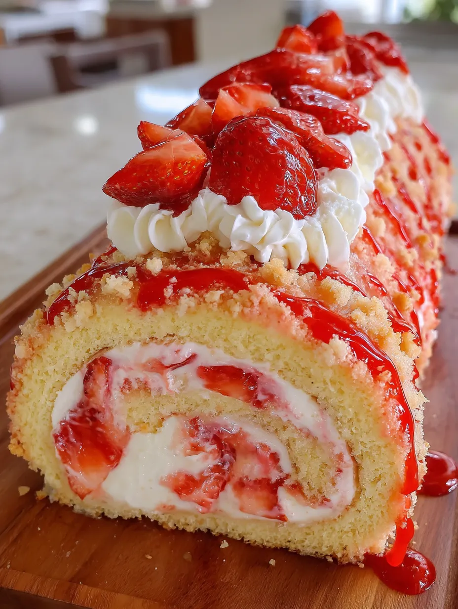 Ein Strawberry Cake mit Strawberries und Cream auf einem Tisch.