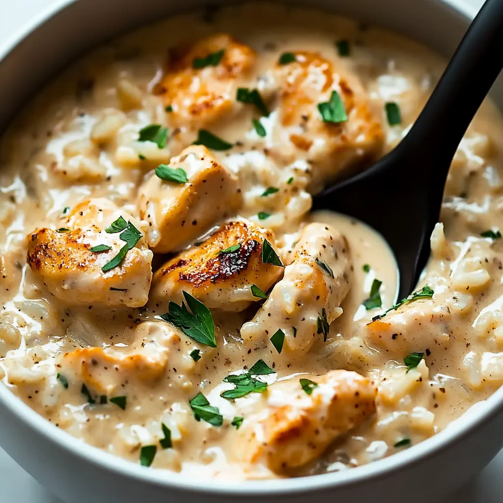 Ein Schalen mit einer Mischung aus Rice und Chicken.
