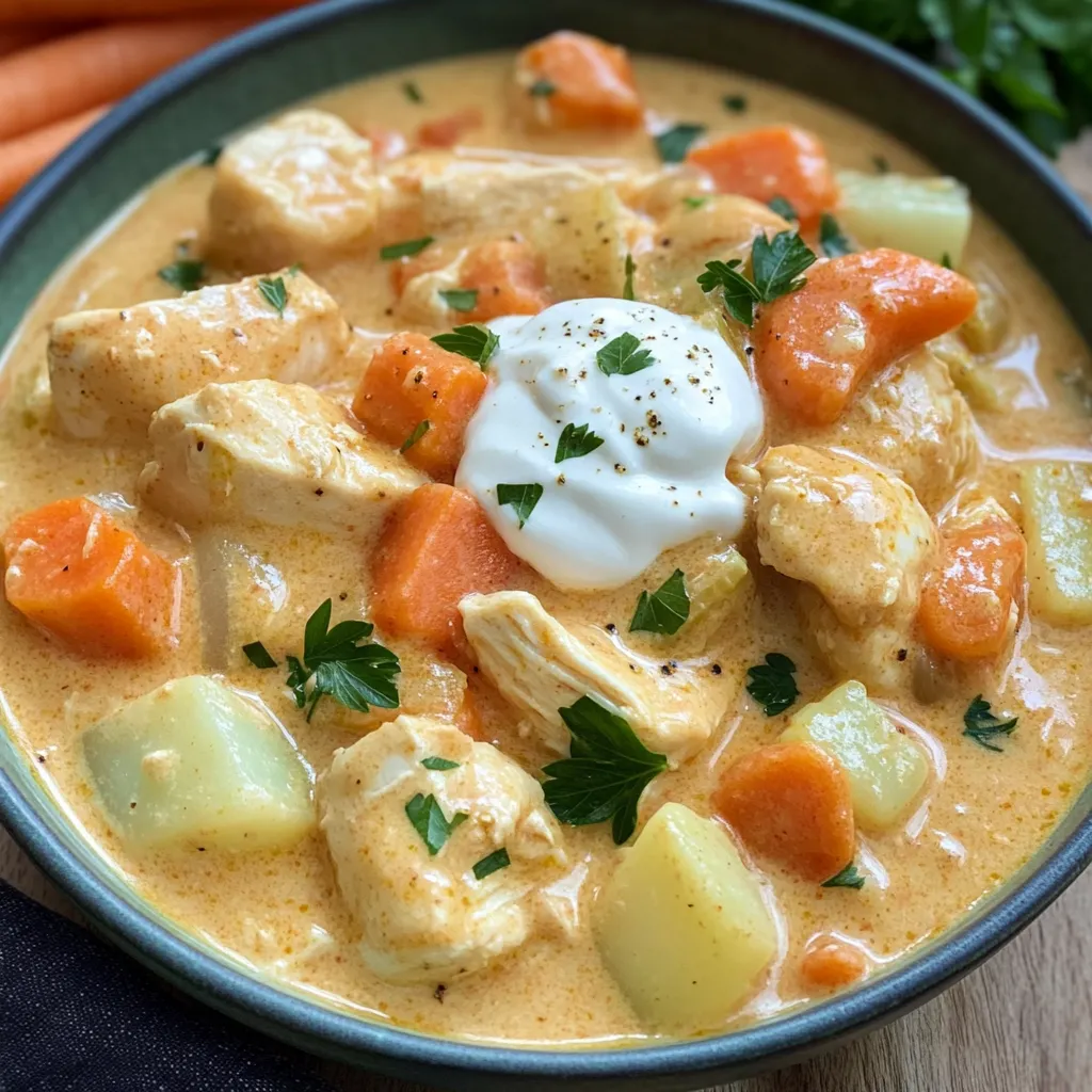 Ein Schalen mit einer cremigen Suppe, die mit Zwiebeln und Kartoffeln zubereitet wurde.