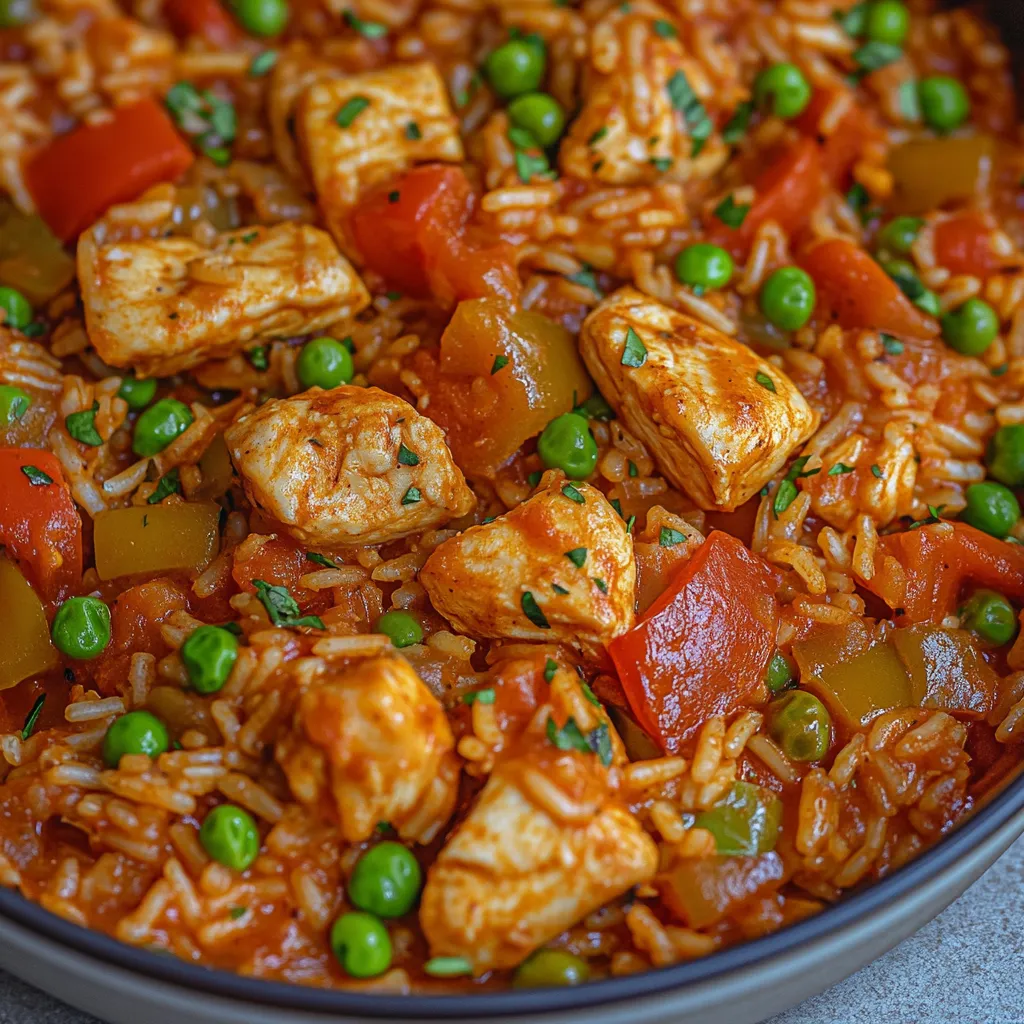 Ein Serbisches Reisfleisch mit Tomaten, Peas und Zwiebeln.