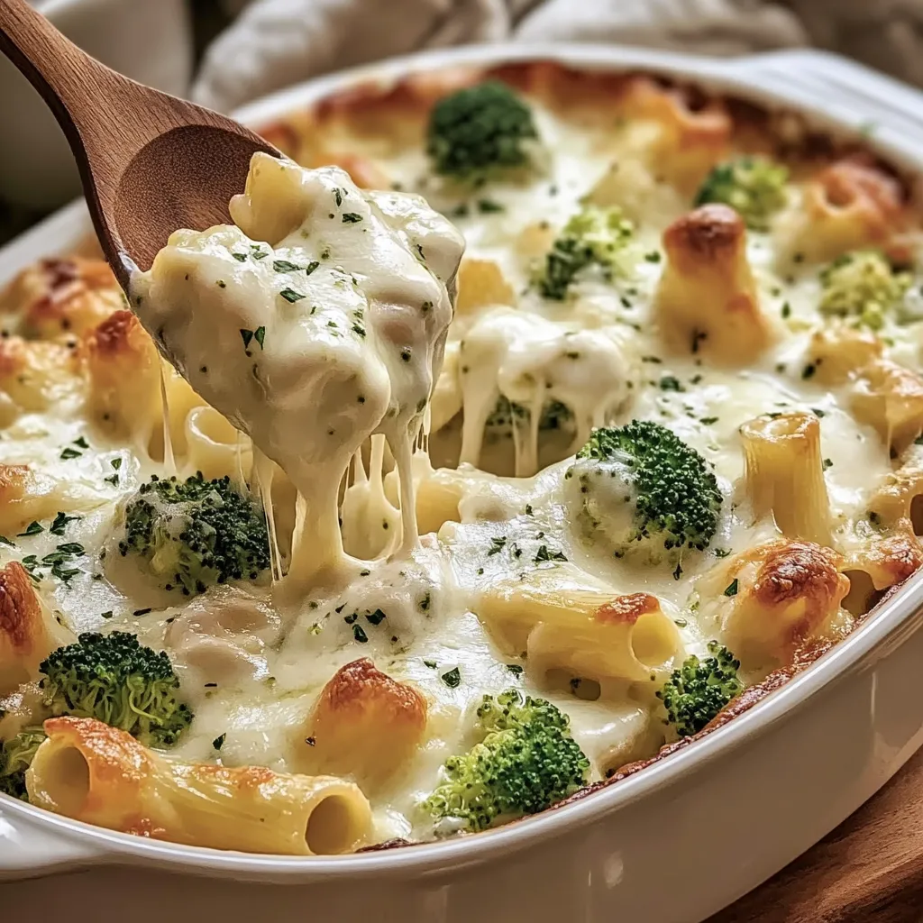 Ein Besteckteller mit Pasta und Brokkoli.
