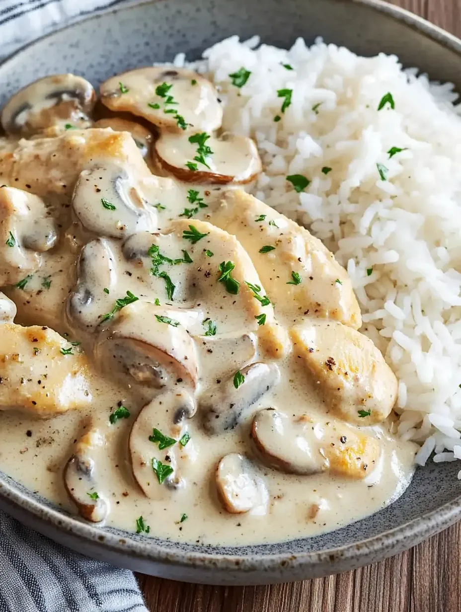 Ein Bild von einer Schüssel mit Rice und Mushrooms.