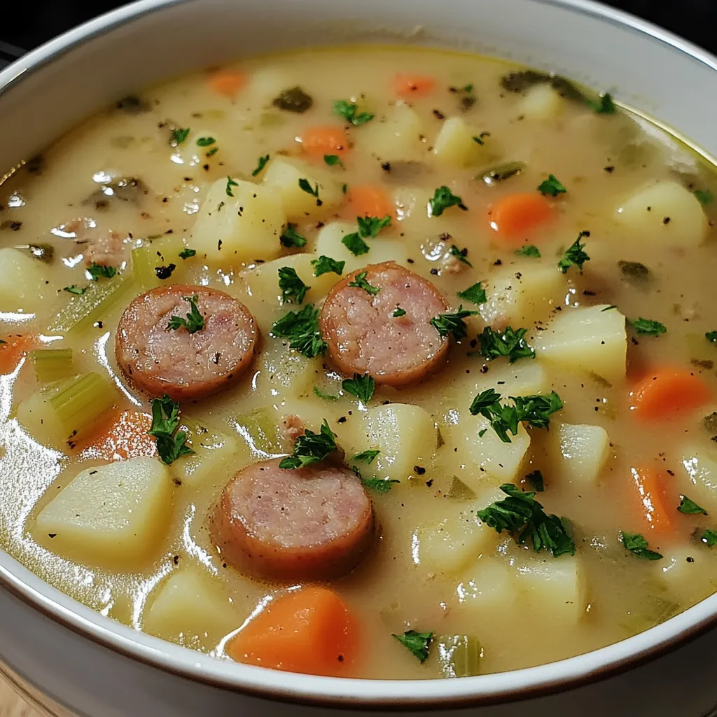 Ein weißer Becher mit einer Mischung aus Gemüse, Fleisch und Kartoffeln.