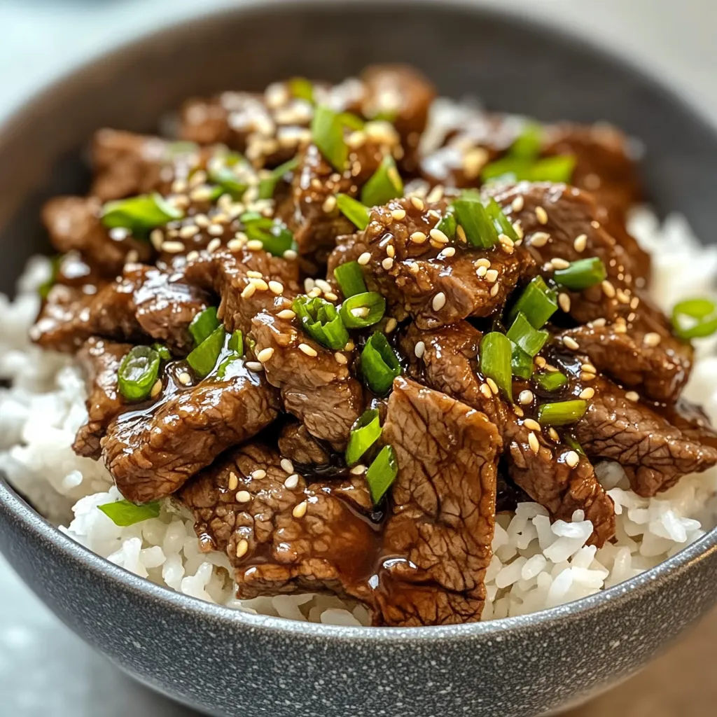 Ein Schüssel mit Rice und Beef-Stir-Fry.