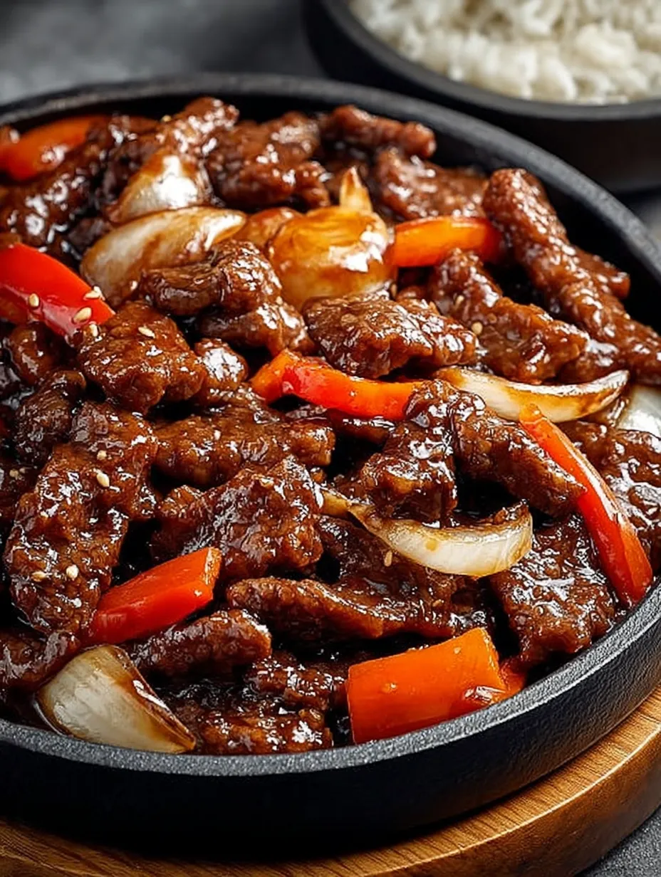 Ein schmackhaftes Stir-Fry aus Rindfleisch, Zwiebeln, Paprika, Onion und Tomaten.
