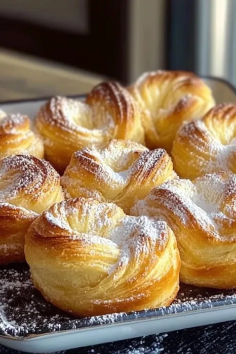 Eine Tafel mit einer Schicht aus Puff pastry und Zucker.