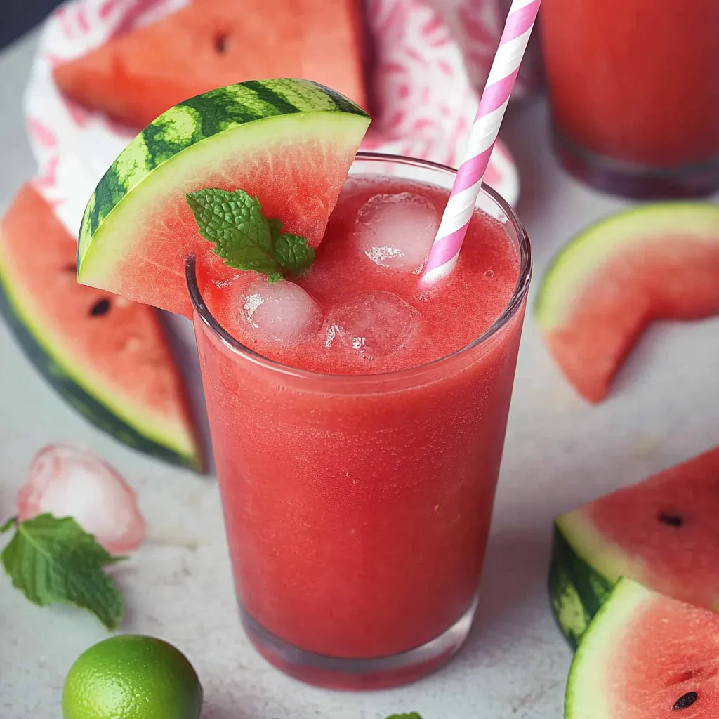 Ein Glas mit einer roten Getränk, das aus einer Mischung aus Frucht und Zitrusfrüchten hergestellt wurde. Es hat eine Pink-Lokomotive-Struktur und ist mit einem Straw umgeben.