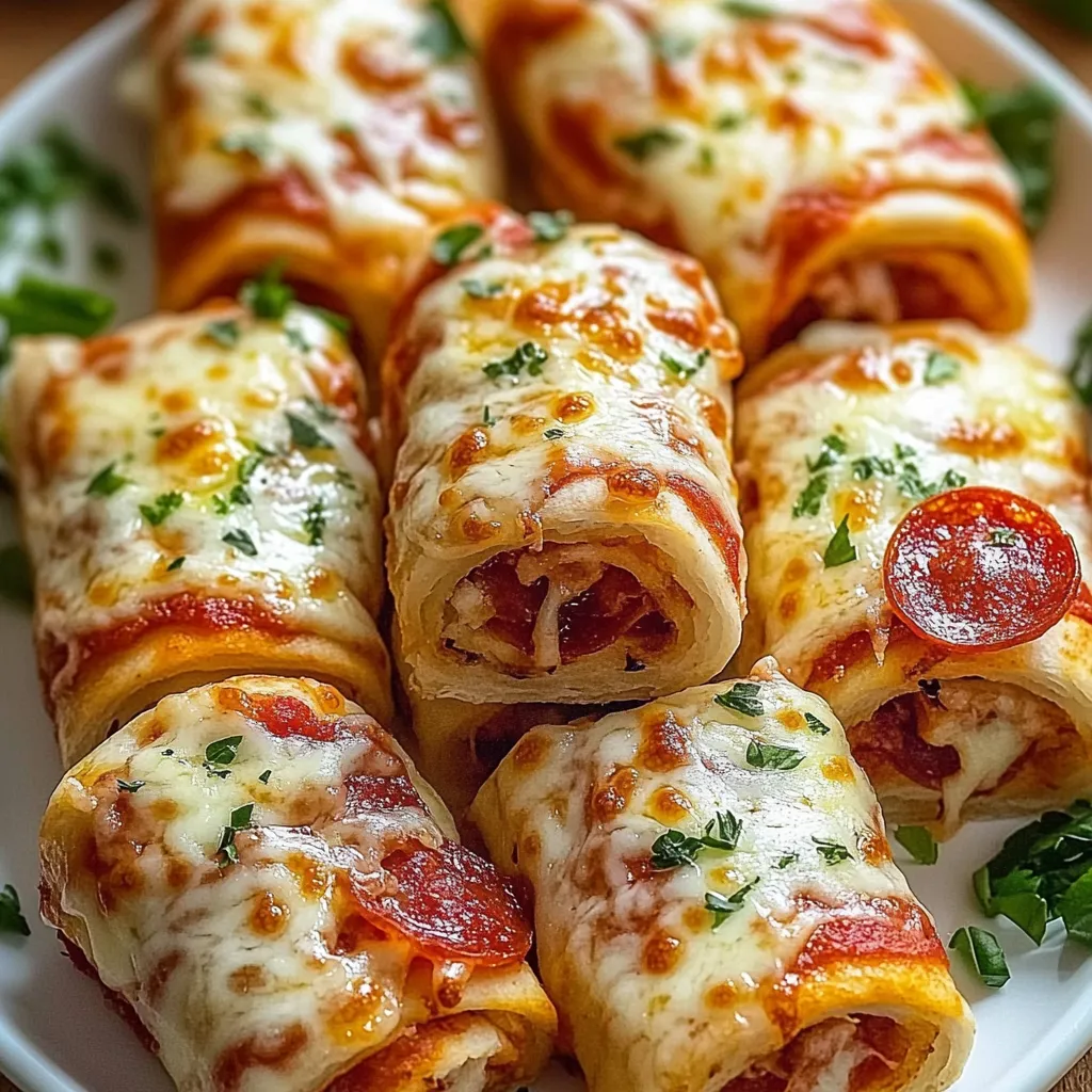 Eine Platte mit sechs Röllchen, die aus Tomaten, Mozzarella und Parmesan bestehen.
