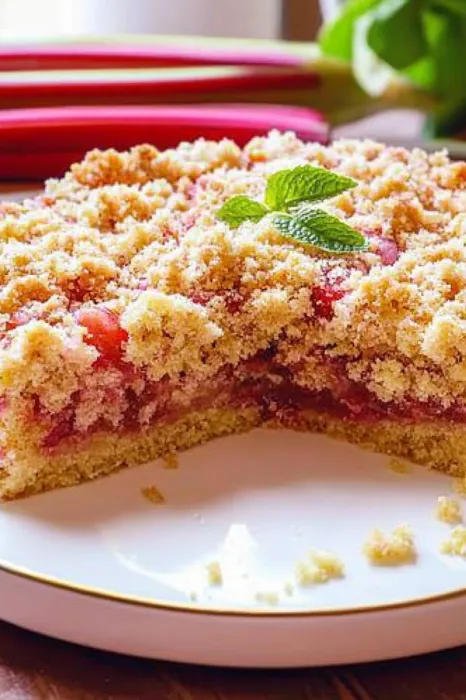 Ein Stück Kuchen mit einer Mintblume darauf.
