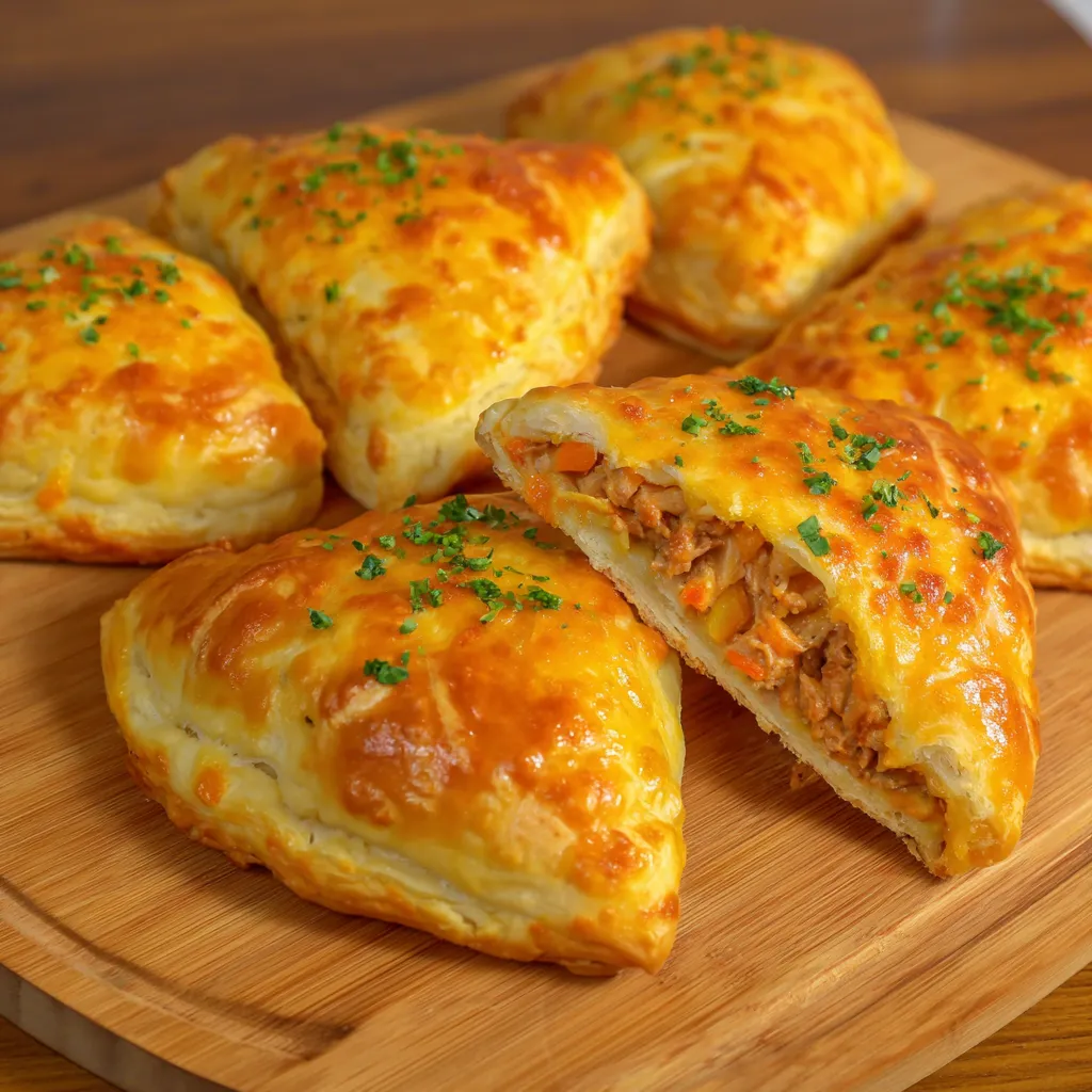 Eine Schicht aus Käse und Kartoffeln auf einem Holzbrett.