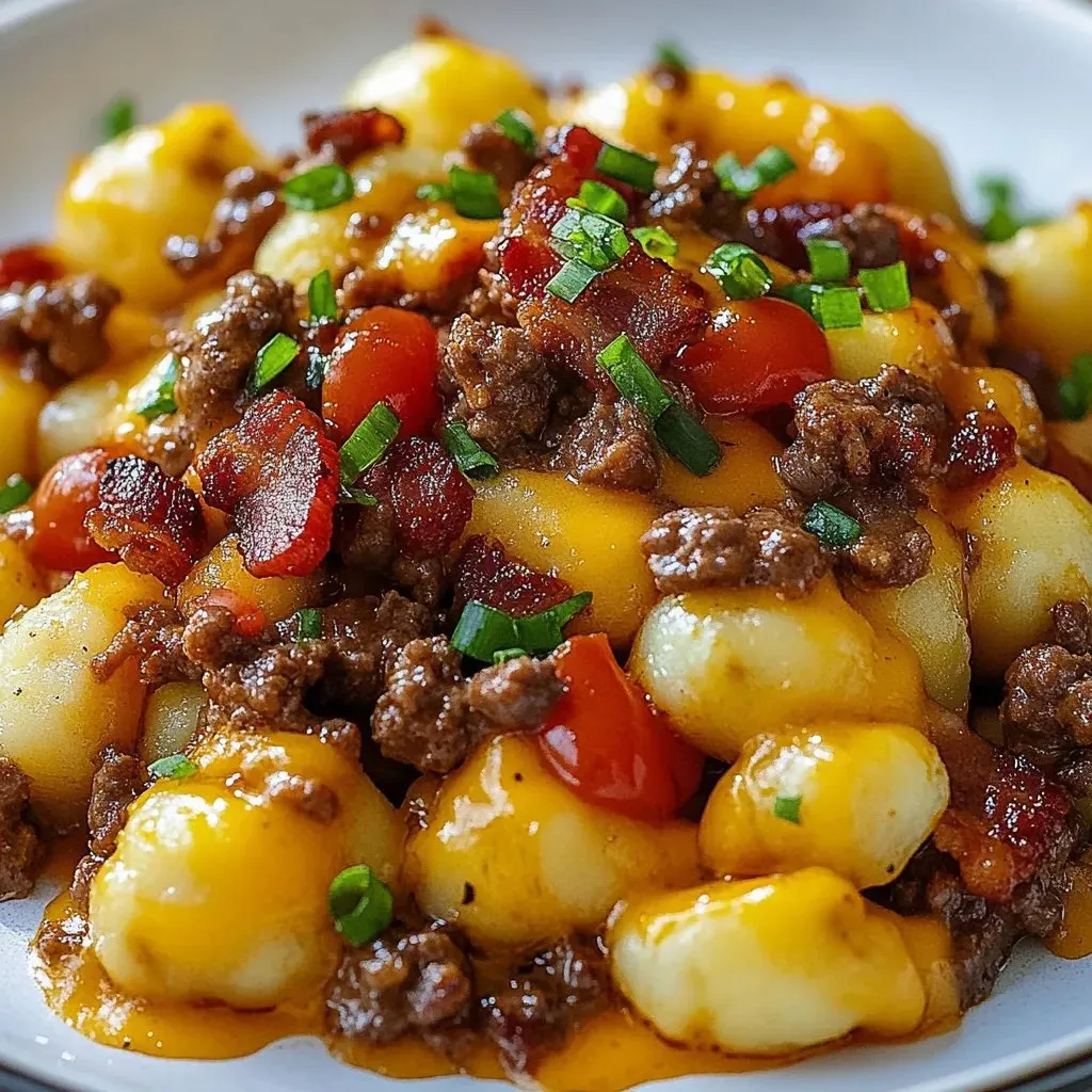 Eine Schüssel mit gegrilltem Fleisch und Kartoffeln.