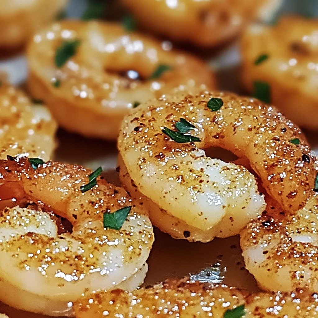 Eine Platte mit Knuspriger Knoblauch-Parmesan-Garnelen.