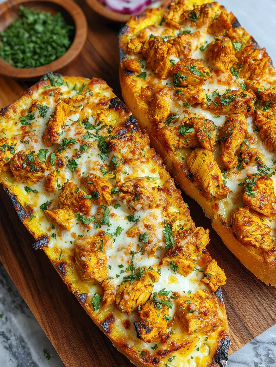 Zwei Scheiben Pizza mit Käse und Zwiebeln auf einem Holzblock.
