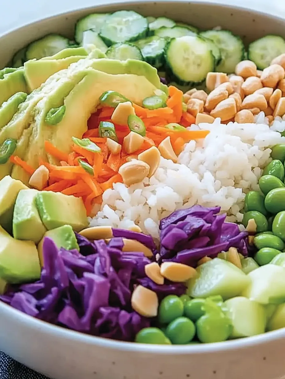 Ein Buddha Bowl mit einer Vielzahl von Gemüse und Reis.
